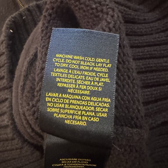 Polo Ralph Lauren Cardigan Sweater Boys 7 Full Zip Navy White Pony Logo Preppy - Picture 8 of 9